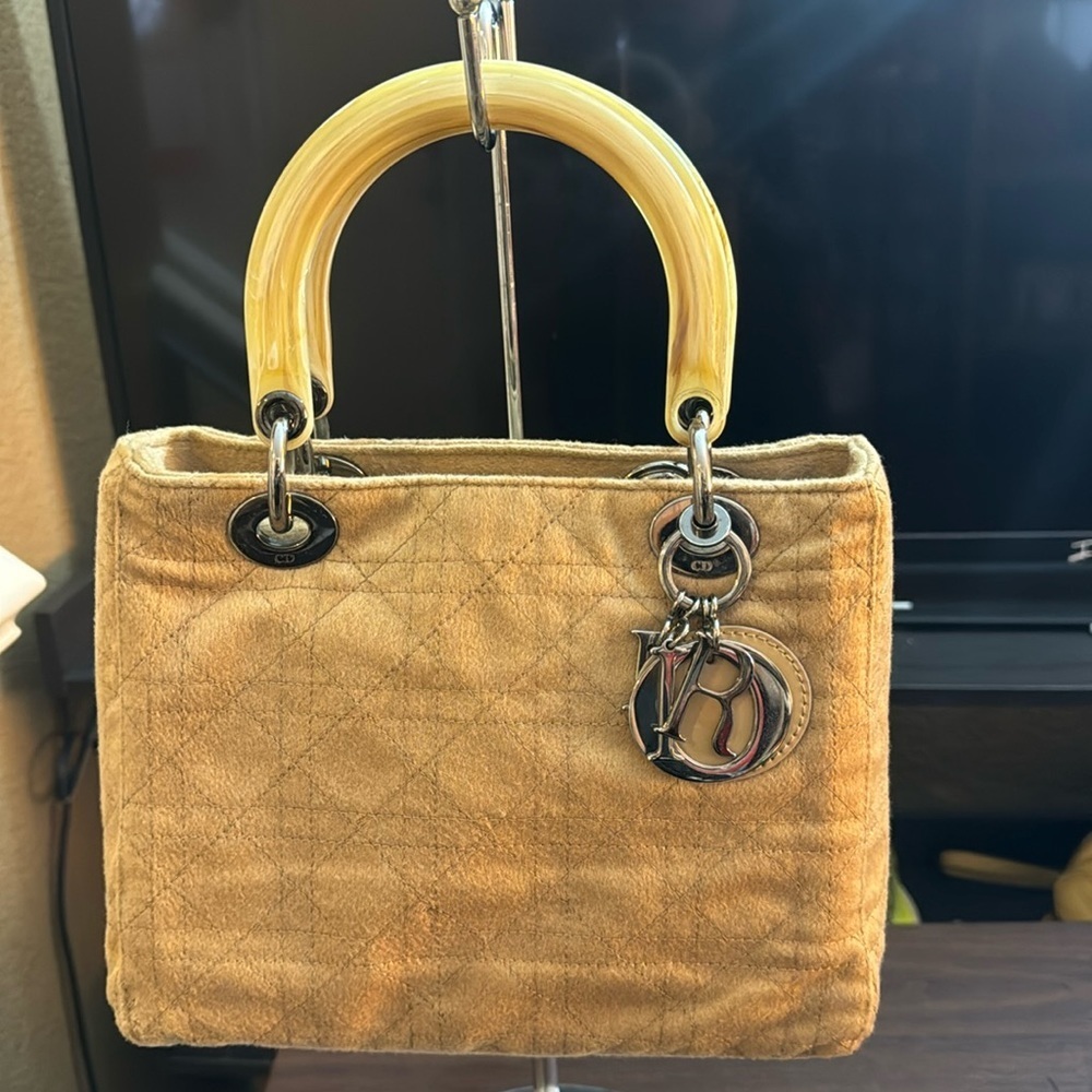 Dior Tan Satchel with Yellow Handles